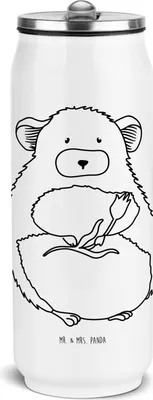 Produktbild von Mr. & Mrs. Panda sport trinkflasche Chinchilla Blume - Weiß - Geschenk, Thermosflasche, Kummer, Chinchillas, Liebeskummer, Lustige Sprüche, Büro, Chaos, Thermoflasche