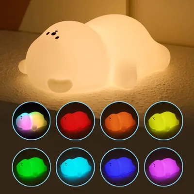 Produktbild von LED Nachtlicht Silikon Birne Touch Nachtlampe USB-Aufladbar mit Timer,7 Farbe dimmbar, Schlaflicht Kinderzimmer tragbare Schlafhilfe Stilllicht,Gesche