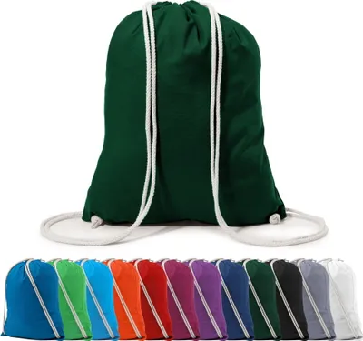 Produktbild von Rucksack Schuhbeutel Turnbeutel Sportbeutel Zuziehbeutel Gym Sack Baumwolle, in Farbe: Dunkelgrün