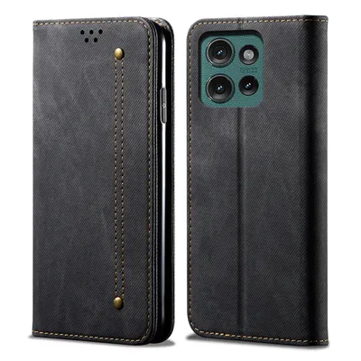 Immagine prodotto di Custodia per Motorola Edge 50, custodia a portafoglio in pelle con chiusura magnetica e supporto nero