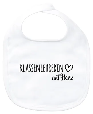Produktbild von Huuraa Baby Lätzchen Klassenlehrerin mit Herz White Klettverschluss  Baumwolle Latz Geschenkidee