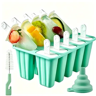 Eislutscherform aus Silikon, 10 Mulden, BPA-frei, grün