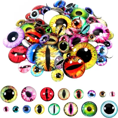 Imagen del producto de Ojos de seguridad de vidrio, redondos, 80 unidades, de diferentes tamaños, para proyectos de manualidades