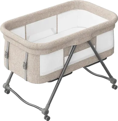Produktbild von Babybett, tragbar, verstellbares Design, Khaki - Grundlegend