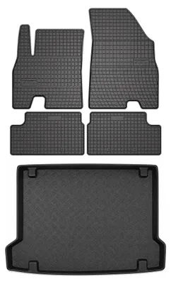 Image de Tapis en caoutchouc + bac de coffre pour OMODA 5 2024- (plancher haut) – 5 pièces, noirs, sur mesure