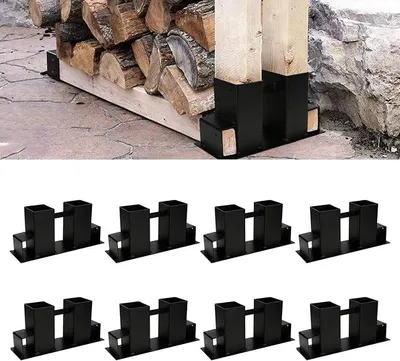 Produktbild von Holzstapelhilfe, 8 Stück Holzlager Verstellbarer Lagerregal Holzstapelhalter, Stabile Brennholz Stapelhilfe aus Feuerverzinkt, Verstellbar auf Länge, Kaminholz für innen und außen