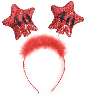 Immagine prodotto di Cerchietto con stelle glitterate oscillanti per 40° compleanno rosso