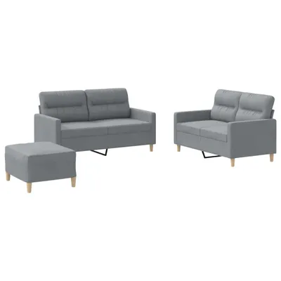 Image de vidaXL Ensemble de canapés 3 pièces avec coussins Tissu gris clair