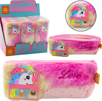 Immagine prodotto di Astuccio in peluche con unicorno, elementi luccicanti, unicorno rosa