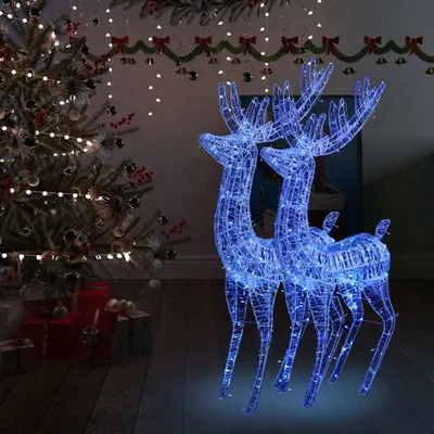 Productafbeelding van The Living Store XXL Kerstdecoratie rendier, acryl, 250 LED-lampjes, 2 stuks, 180 cm