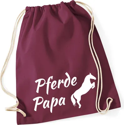 Produktbild von Huuraa Turnbeutel Pferdepapa Silhouette 12 Liter Burgundy Baumwolle Rucksack Geschenkidee