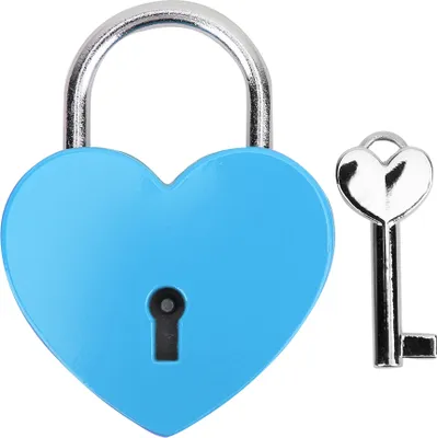 Produktbild von Heart Lock Metall Bunt exquisite Vorhängeschloss Haushaltshandwerksvorräte mit Schlüssel 45x59 mmblue