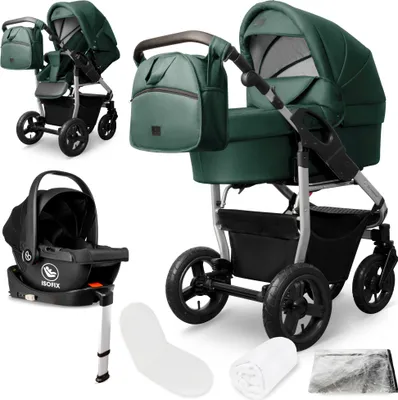 Produktbild von Bergsteiger Capri Kombikinderwagen 4-in-1 – Babywanne, Sportsitz, i-Size Babyschale & Isofix-Station, Luftreifen, höhenverstellbar, faltbar, Zubehör