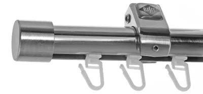 Produktbild von Innenlauf Edelstahl Look Gardinenstange 20mm Deckenträger 1-läufig Kappe, Länge wählbar D50 E30 I
