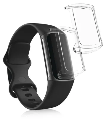 Produktbild von kwmobile 2x Silikon Hülle für Fitbit Charge 6 / Charge 5 Schutzhülle - Fullbody Display Cover Set aus Silikon - Transparent