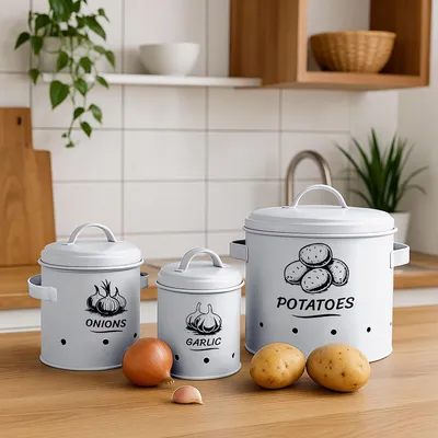 Immagine prodotto di Scatole per conservare patate, cipolle e aglio - Set da 3