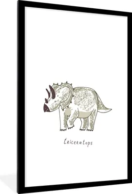 Produktbild von MuchoWow® Gerahmtes Poster Kinderzimmer - Triceratops - Dinosaurier - Junge - Mädchen - Kind 60x90 cm - Poster mit Schwarzem Bilderrahmen Wandposter Rahmen Foto Bilder - Dekoration - Wandposter Wohnzimmer - Hochwertig