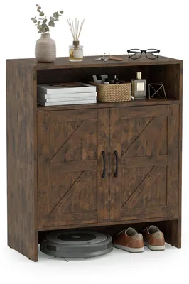 Produktbild von COSTWAY Schuhschrank im Landhausstil mit Türen, 70 x 35 x 95 cm, Rustikal-Braun