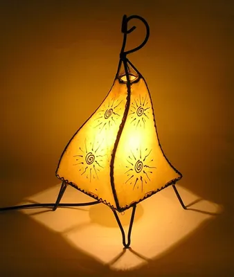 Obrázok produktu pre Orientálna lampa henna lampa marocká kožená lampa stolová lampa stojacia lampa mellah sun 35-38 cm, žltá