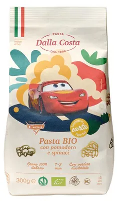 MAKARON (SEMOLINOWY TRÓJKOLOROWY) DISNEY AUTA BIO 300 g - DALLA COSTA