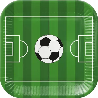 Produktbild von Pappteller für einen Fußballfan Spielfeld-Geburtstag 23cm 8St.