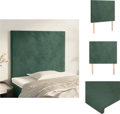 Image de vidaXL Têtes de lit 2 pcs. Vert foncé 100x5x78/88 cm Velours - Têtes & Pieds de lit