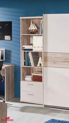 Produktbild von Bücherregal Regal Standregal Kinderzimmer sandeiche weiß 60cm