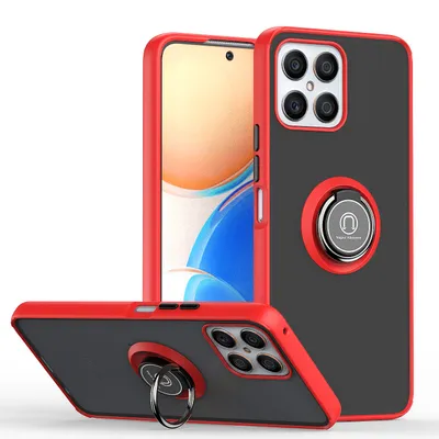 Immagine prodotto di Custodia per Honor X8 Custodia in TPU trasparente opaco con supporto ad anello e supporto Rosso