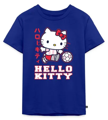 Produktbild von Spreadshirt Hello Kitty Spielt Fussball Sport Kinder Premium T-Shirt, 134/140 (8 Jahre), Royalblau