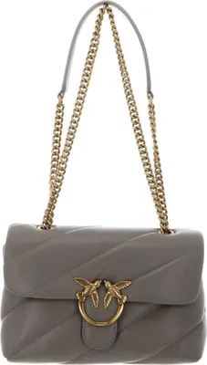 Produktbild von PINKO Leder Umhängetasche Schultertasche Love Puff Classic CL Sheep Nappa Walnut - Antique Gold taupe