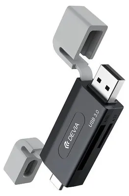 Image de Lecteur de cartes 2 en 1 Devia El240, USB/USB-C 3.0, noir