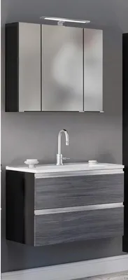 Obrázek produktu pro Badezimmer-Set >Arezzo< in Eiche Rauchsilber Nachbildung, Graphit