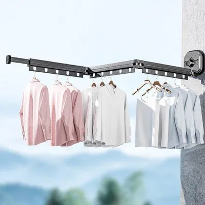 Produktbild von Famanu Wandtrockner mit Haken - Verstellbares, faltbares Design für Balkon und Innenräume