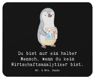 Produktbild von Mr. & Mrs. Panda Mauspad Wirtschaftsanalytiker Herz - Schwarz - Geschenk, Mouse Pad, Mousepad, computer, mousematte, laptop