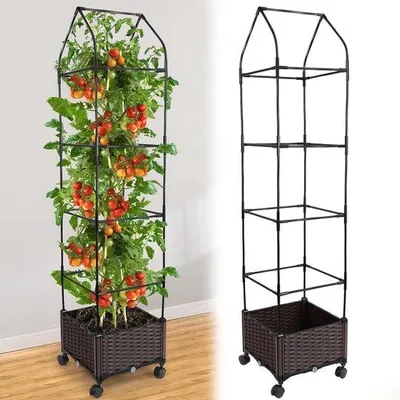 Immagine prodotto di Letto rialzato da giardino con scala per piante rampicanti e supporto di sostegno su ruote - 67 pollici