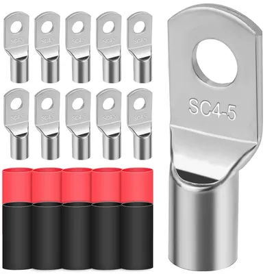 10x Vertinnte Kupferkabelschuhe 4 mm² M5 Ringösen