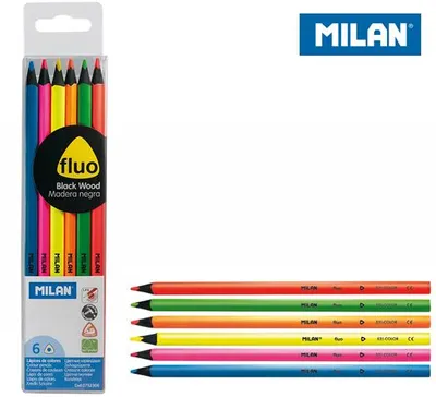 Produktbild von Dreieckige Buntstifte, 6 Neonfarben, Milan