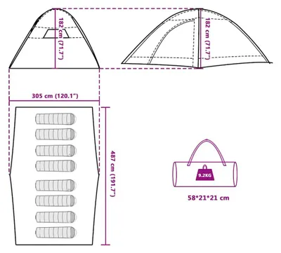 Productafbeelding van vidaXL Campingtent, 8 personen, groen, waterdicht