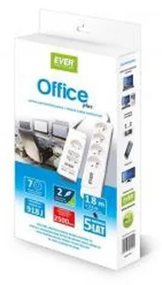Zdjęcie produktu dla Ever OFFICE PLUS, 918 J, 7 x gniazdo sieciowe, 250 V, 50 Hz, 10 A, Biały