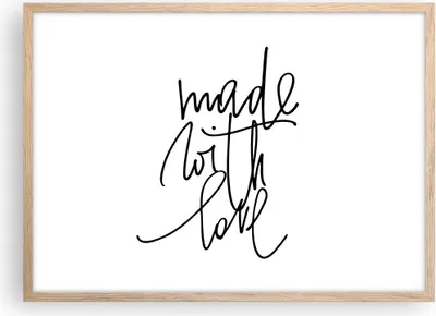 Produktbild von Gerahmtes Poster - Rahmen in heller Eiche - Erstellt mit Liebe - 70x50 cm - Wand Bild - Wanddeko - Wandbilder - Kunstposter - Wandposter - Bilderrahmen - Bilder - Kunstdruck - P2NAA70x50-4499