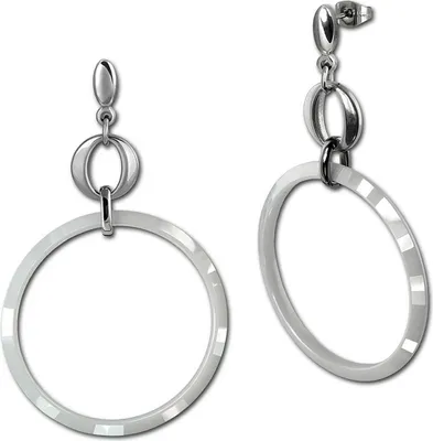 Image de Amello argenté blanc brillant Boucles d'oreilles pour femmes D2ESOX14W