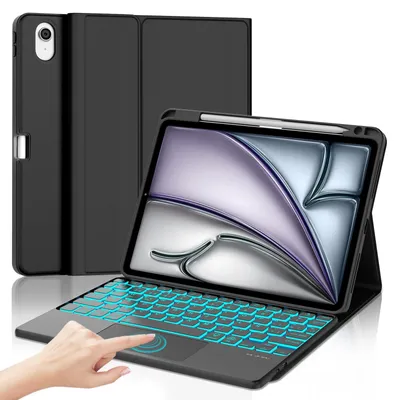 Produktbild von Hülle mit Tastatur für Air 11 Zoll M4 M3 M2 mit Trackpad Kompatibilität Schwarz Schwarz-Hintergrundbeleuchtung Touchpad