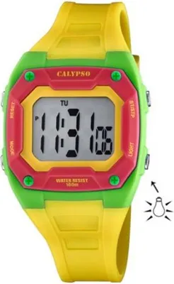 Produktbild von Calypso Color Splash Kinderuhr Silikonband gelb Datum Dualzeit K5813/5