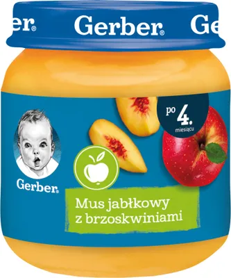 Zdjęcie produktu dla Gerber mus jabłkowy z brzoskwiniami dla niemowląt 4 miesiące 125 G