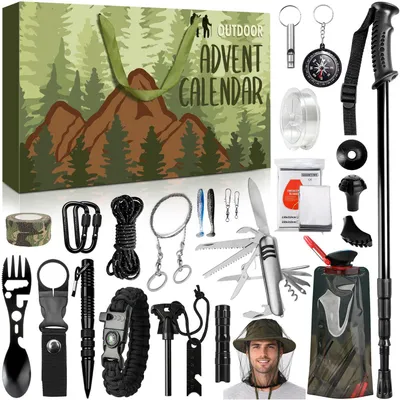 Productafbeelding van Adventskalender 2026 Outdoor Camping Heren 24 Wandelen Gereedschap Donkergroen
