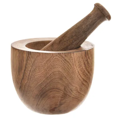 Image de Orion Mortier de cuisine Broyeur en bois avec pilon pour moudre les épices et les noix grand 13,5 cm