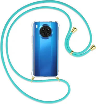 Produktbild von Handykette Backcover-Schutzhülle mit Band (Metall goldfarben) für Huawei nova 8i / Honor 50 Lite - türkis