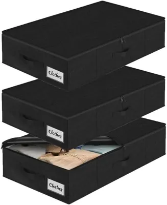 Obrázok produktu pre Úložné boxy pod posteľ 76 x 38 x 17 cm, 3 ks, veko, na oblečenie
