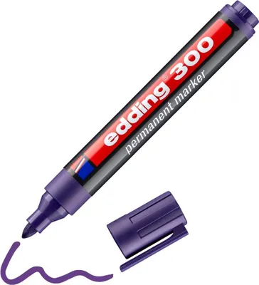Produktbild von edding 300 Permanentmarker - violett - 1 Stift - Rundspitze 1,5-3 mm - wasserfest, schnell-trocknend - wischfest - für Karton, Kunststoff, Glas, Holz, Metall, Glas