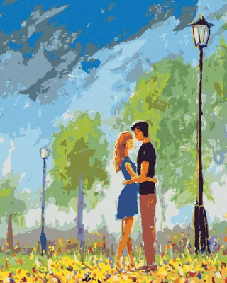 Produktbild von Zuty - Malen nach Zahlen - EIN KUSS IM PARK, 40x50 cm, ohne Keilrahmen